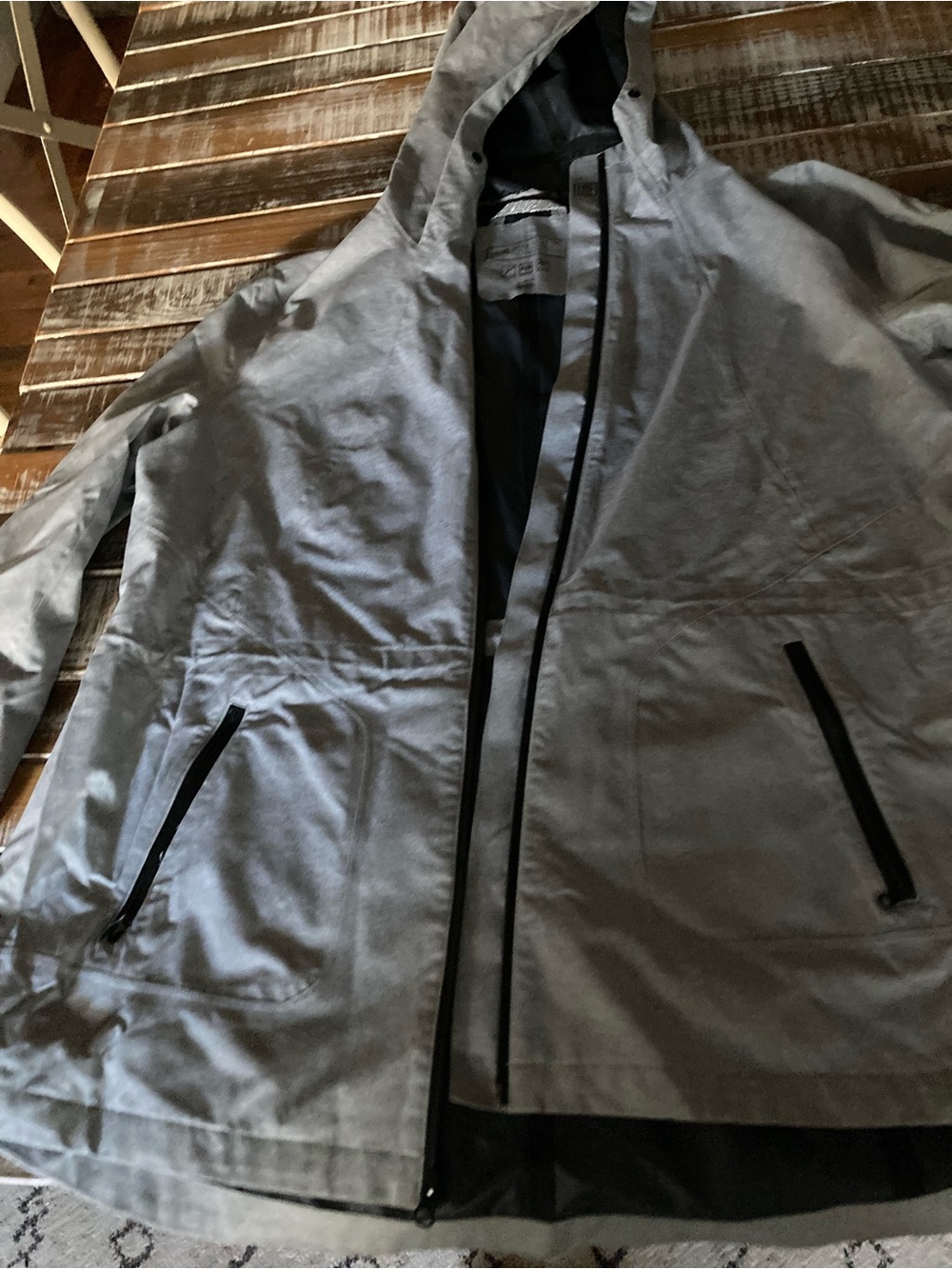 Laundry By Shelli Segal Hooded Raincoat - Light Gray with Black Trim